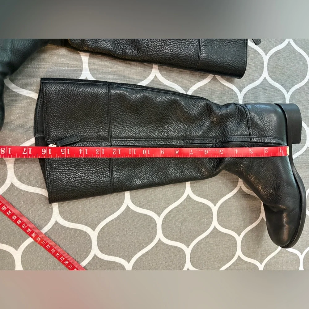 Tory Burch Jolie Tall Black Ladies Pebbled Leather Riding Boots
